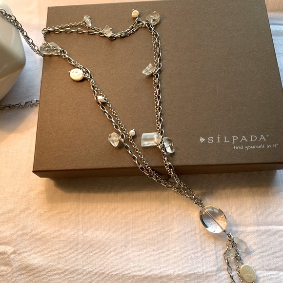 Silpada 925 Sterling Silver Crystal Long Tassel Necklace - Picture 1 of 9